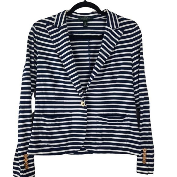 Lauren Ralph Lauren Nautical Stripped Cotton Blazer - Picture 4 of 16